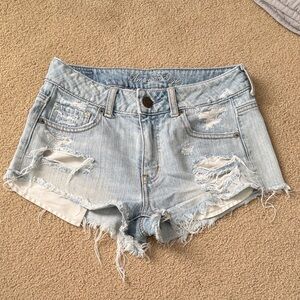 American Eagle Outfitters Light Blue Ripped Jean Shorts